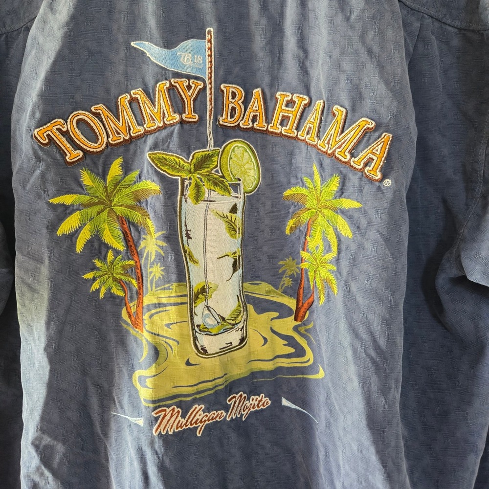 Tommy Bahama TB18 Mulligan Mojito Silk Camp Shirt Blue‎ TPC Scottsdale Mens L